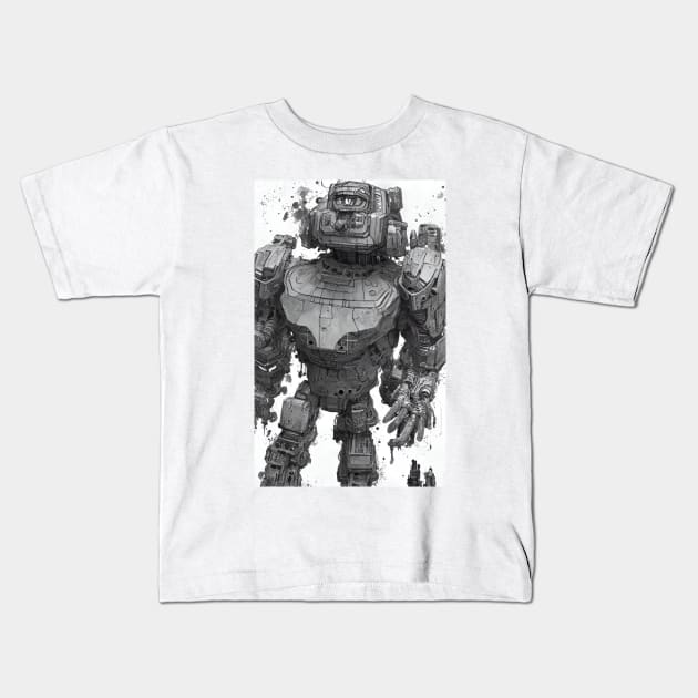 Steampunk Iron Giant Kids T-Shirt by BryanWhipple